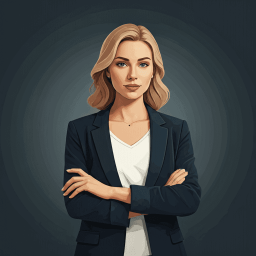 Confident young professional woman in blazer with clean minimalist aesthetic