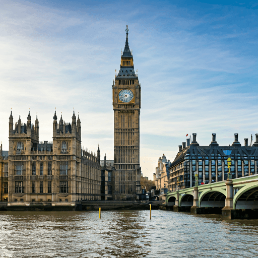 London skyline with Big Ben and historical architecture under a soft afternoon sun